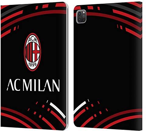 Head Case Designs Licenza Ufficiale AC Milan Curvato Modelli Cresta Custodia Cover in Pelle a Portagoglio Compatibile con Apple iPad Pro 11 2020/2021 / 2022