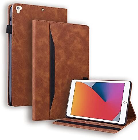 Nothers DodoBuy Custodia per iPad 9.7" 2017/2018 /iPad PRO 9.7" /iPad Air/Air 2, Flip Folio Smart Cover in Pelle PU Copertura Wallet Case Borsa Supporto Banda Elastica Marrone