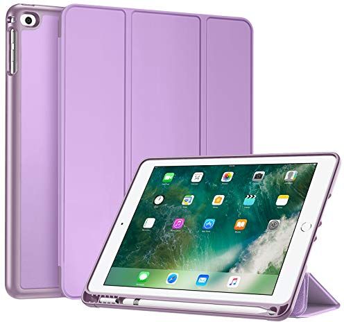 FINTIE Custodia per iPad 9.7 Pollici 2018 2017 con Built-in Pencil Holder Sottile Leggero Cover con Auto Sonno/Sveglia la Funzione per iPad 9,7 Pollici 2018/2017, Lavanda