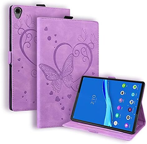 Nothers DodoBuy Custodia per Lenovo Tab M10 HD (2nd Gen) Tablet 10.1" TB-X306X/X306F, Farfalla Cuore Motivo Magnetico Flip Smart Cover in Pelle PU Copertura Wallet Case Borsa Supporto Slot per Schede-Lavanda