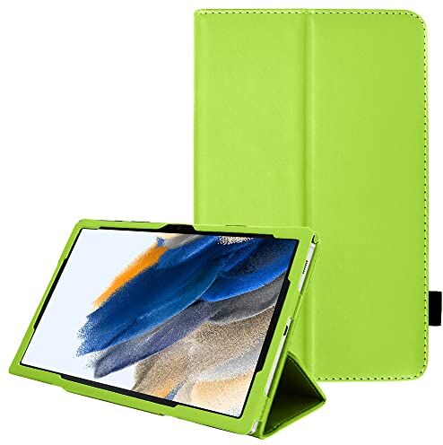 TECHGEAR Custodia in Pelle Designato per Samsung Galaxy Tab A8 10.5" 2022 (SM-X200 / SM-X205), Custodia Rigida Sottile di Alta Qualità in PU Pelle con Supporto e Cinturino a Mano [Verde]