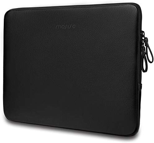 MOSISO Laptop Sleeve Compatibile con MacBook Air/PRO,13-13,3 Pollici Notebook,Compatibile con MacBook PRO 14 2021 2022 M1 PRO/Max A2442,Pelle PU Imbottita Custodia Impermeabile Borsa, Nero