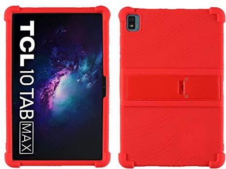 LEHEE Custodia per TCL 10 Tab Max 4G 10.36", Silicone Morbido Skin Leggero Custodia Protettiva per Bambini Supporto Cover per TCL 10 Tab Max 4G(10.36"), Rosso