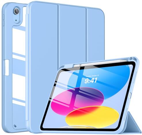 TiMOVO Custodia Compatibile con iPad 10 Generazione 10,9" 2022, iPad Smart Cover con Pencil Holder, Custodia Sottile a Tre-Ante, Auto Sveglia/Sonno, Ensoleillé Azzurro Cielo Soleggiato