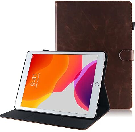 Dasaja iPad 10.2 (2019/2020 / 2021) custodia/custodia in pelle marrone scuro