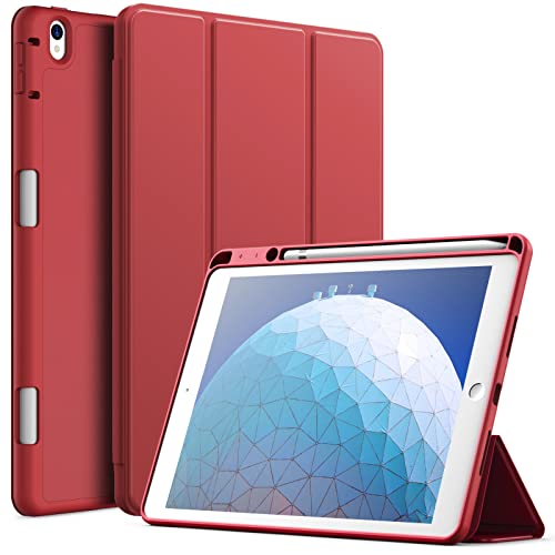 JETech Custodia per iPad Air 3 (10,5 Pollici 2019, 3 Generazione) e iPad Pro 10,5 con Portapenne, Cover Tablet Sottile con Retro in Morbido TPU con Auto Svegliati/Sonno (Rosso)