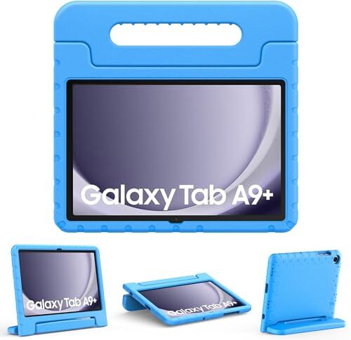 EasyAcc Custodia Cover Compatibile con Samsung Galaxy Tab A9+ / A9 Plus 11 Pollici 2023 SM-X210/ X215/ X216 Tablet, Custodia Antiurto Leggera per Bambini con Maniglia Convertibile, Cielo Bluo