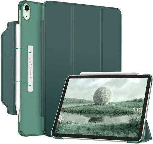 FINTIE Custodia per iPad Air 5a Generazione (2022) / 4a Generazione (2020) 10.9 Pollici [Attacco Magnetico] Sottile Leggero Semi-Trasparente Cover Case con Auto Sveglia/Sonno, Midnght Verde