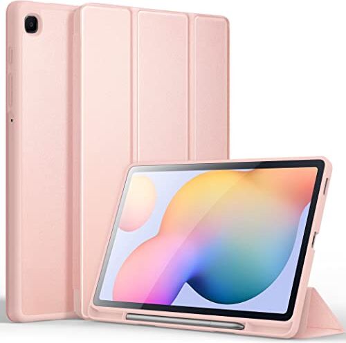 CACOE Custodia Cover Compatibile con Samsung Galaxy Tab S6 Lite 10.4 Pollici 2024/2022/2020 SM-P610N/P615N con Portapenne-Ultra Sottile con Cover Leggero Supporto in Pelle PU Case，oro rosa