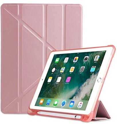 Huiran Custodia per iPad PRO 11 10.5 9.7 10.2 2016 2017 2018 2019 2020 con portamatite Custodia in Pelle PU per iPad Air 1 2 3 Custodia Posteriore in TPU-Oro Rosa 11 2020