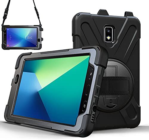 TECHGEAR X-Case si adatta a Samsung Galaxy Tab Active 2 8" (SM-T390/SM-T395) resistente e resistente e resistente custodia antiurto con supporto rotante a 360, tracolla e tracolla – nero