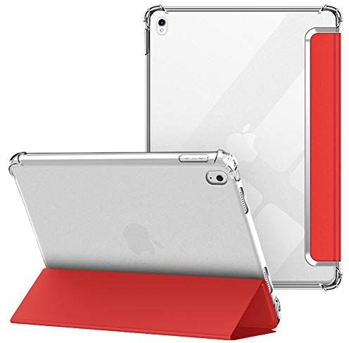 VAGHVEO Custodia per iPad Air (3rd Gen) 10.5" 2019 / PRO 10,5 Pollici 2017 Cover, Flessibile TPU Trasparente Cover Retro, Sottile Leggero Supporto Auto Svegliati/Sonno Case Antiurto Resistente, Rosso