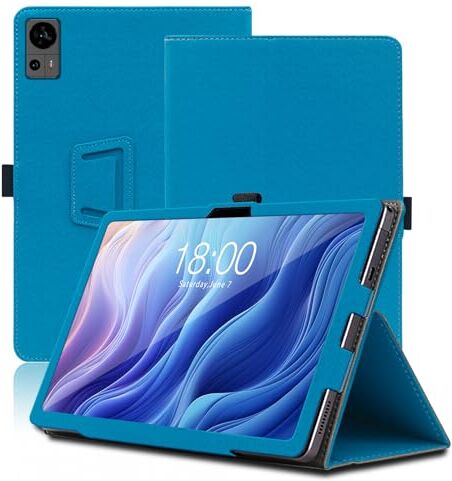 Envibe Custodia per Teclast T60, 12 inch, Cover Tablet Teclast T60, Copertura Protettiva Pieghevole con Supporto per Matita e Cinturino da Polso, Protezione Completa. (Azzurro)