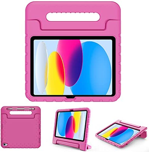 ProCase Custodia per bambini per iPad 10a generazione 10,9 pollici Custodia 2022 rilasciata, leggera custodia protettiva antiurto, con maniglia Kickstand -Rosa