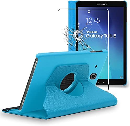 ebestStar Cover per Samsung Galaxy Tab E 9.6 T560, T561, Custodia Protezione Rotazione 360, Pelle PU, Blu + Vetro Temperato