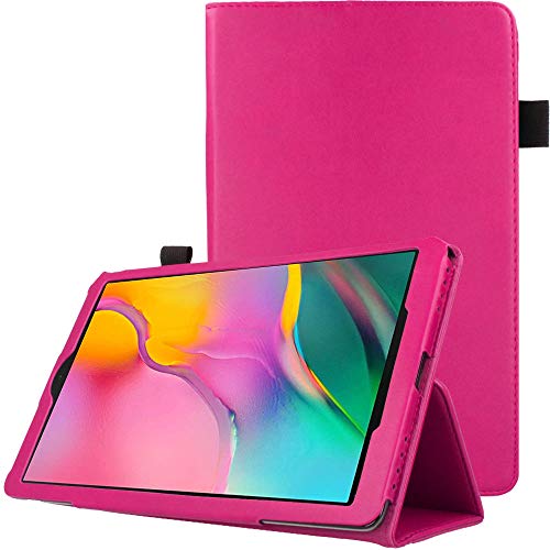 TECHGEAR Custodia in Pelle per Nuovo Samsung Galaxy Tab A 10.1" 2019 (SM-T510 / SM-T515) Custodia Protettiva di alta qualità in PU Pelle con supporto e cinturino a mano [Rosa]