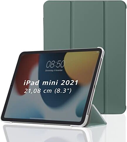 Hama Custodia per Apple iPad Mini 2021 (custodia flip per tablet Apple Mini di 6a generazione, custodia protettiva con funzione di supporto, retro trasparente, cover magnetica), verde menta verde