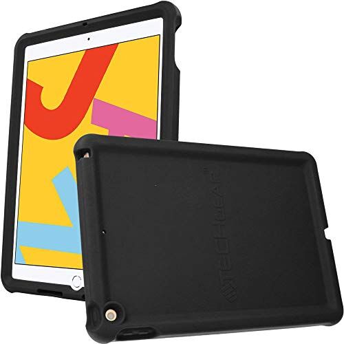 TECHGEAR Custodia Protettiva Progettata per iPad 10.2" 9/8 /7 Generazione (2021/2020/2019), Cover Antiscivolo in Silicone Morbido e Resistente Con Pellicola Protettiva, Idiale per bambini [Nero]