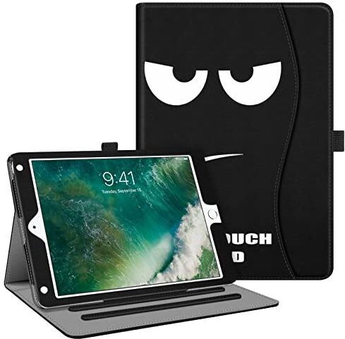 FINTIE Custodia per iPad 9.7 Pollici 2018 2017, iPad Air 2, iPad Air [Multi-angli] Folio Pieghevole Cover Protettiva Case Auto Sveglia/Sonno (con Tasca per Le Schede), Dont Touch