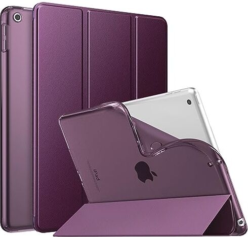 MoKo Cover per Nuovo iPad 10,2" iPad 9a generazione 2021/8a/7a Gen. 2022/2019, Custodia Ultra Sottile Leggero Tri-fold Auto Sveglia/Sonno con Retro Semi-trasparente in TPU, Viola Scuro