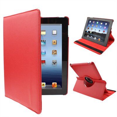 Apple CUSTODIA IN ECO PELLE in una Vasta Gamma di Colori a scelta fra: NERA, ROSSA, MAGENTA o BLU SCURA CON SOSTEGNO STAND ROTAZIONE 360° PER IPAD 2, IPAD 3, IPAD 4, NEW IPAD MAGNETIC