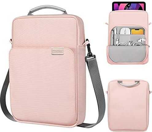 MoKo Custodia Protettiva Compatibile con iPad PRO 12.9 M2 2022/2021/2020/2018,Galaxy Tab S8+ 12.4", Borsa a Tracolla Portatile, con Manico e Cinghia, Accessori per Tablet, Rosa