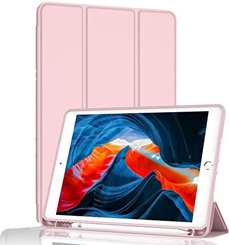 BXGH Tasche für iPad Pro 11-Zoll, 2022/2021/2020/2018 Modello, Kompatibel mit Pencil, Cover Auto Wake/Sleep (Pink)