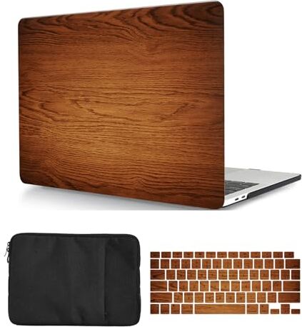 HBLX Custodia Compatibile con Macbook Pro 13 pollici 2012 2011 2010 2009 2008 con CD-ROM A1278, Case Rigida Protettivo Plastica Copertina & Tastiera Cover & Borsa, Legno marrone