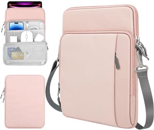 TiMOVO Custodia per Laptop da 12,9" Borsa a Tracolla per iPad PRO 12,9 2022/2021/2020, Surface Laptop Go 12,4", Galaxy Tab S9+ 12,4" 2022/2023, Rosa