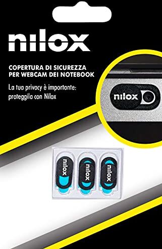 Nilox Copri Webcam Privacy, Copri Telecamera PC Scorrevole, Design Ultrasottile, Adatto per Notebook, Tablet e TV, Confezione da 3 Pezzi, Colore Nero