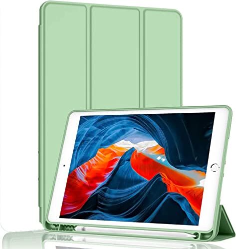 BXGH Custodia per iPad da 10,2" (modello 2021/2020/2019, generazione 9/8/7), protezione automatica da veglia/sonno (verde matcha)