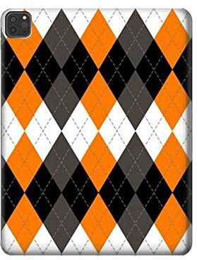 Innovedesire Black Orange White Argyle Plaid Tablet Case Cover Custodia per iPad PRO 11 (2018,2020,2021), iPad Air 4 (2020), iPad Air (2020)