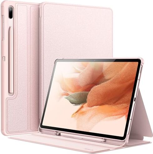 JETech Custodia per Samsung Galaxy Tab S8 Plus 2022 / S7 FE 2021 / S7 Plus 2020 12,4 Pollici con S Pen Holder, Sottile Folio Stand Protettiva Tablet Cover, Multi-Angolo Visualizzazione (Pink Gold)