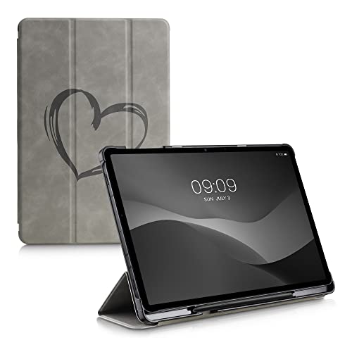 kwmobile Custodia Compatibile con Samsung Galaxy Tab S7 Plus/Tab S7 FE Cover Tablet in Pelle Sintetica Copertina Magnetica con Stand Cuore