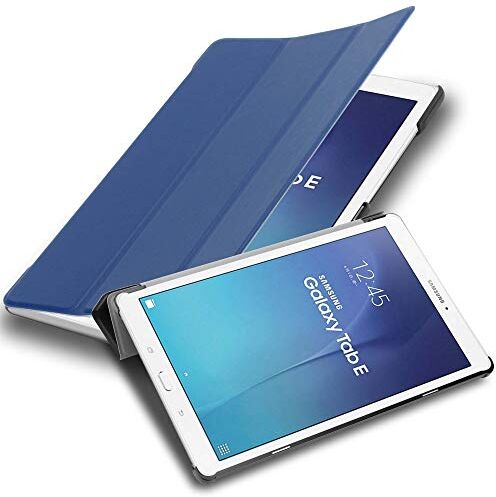 Cadorabo Custodia Tablet per Samsung Galaxy Tab E (9.6" Zoll) SM-T561 / T560 in Blu Scuro Jersey – Copertura Protettiva Molto Sottile di Similpelle in Stile Libro Senza Auto Wake Up e Funzione Stand