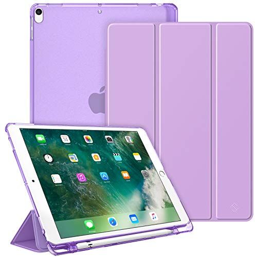 FINTIE Custodia con Portamatite per iPad Air 10,5" 2019 / iPad PRO 10.5 2017 Ultra Sottile Leggero Semi-Trasparente Back Cover Case Protettiva con Funzione Auto Sveglia/Sonno, Lavanda