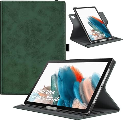 TiMOVO Custodia Protettiva Compatibile con Samsung Galaxy Tab A8 10,5" 2021 2022(SM-X200 / SM-X205), Cover a Rotazione 90 Gradi per Tablet, Funzione di Auto Sveglia e Sonno, Verde Smeraldo