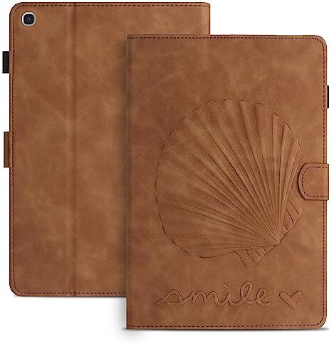 Vaitasy Custodia per Samsung Galaxy Tab A 10.1 2019 (SM-T510/T515), Goffratura Conchiglia Cover con Supporto Funzione Custodia per Galaxy Tab A 10.1" 2019 Marrone