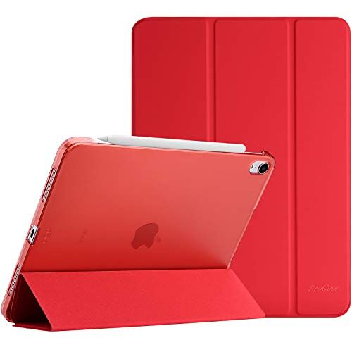 Procase Custodia per iPad Air 5 2022 [A2588/A2589/A2591]/Air 4 /iPad 10.9 2020 Cover[A2324/A2072/A2316/A2325], [Supporta Ricarica di Pencil 2]Smart Cover Sottile Leggero Traslucida Smerigliata -Rosso