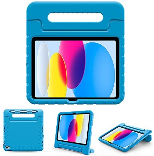 ProCase Custodia per bambini per iPad 10a generazione 10,9 pollici Custodia 2022 rilasciata, leggera custodia protettiva antiurto, con maniglia Kickstand -Blu