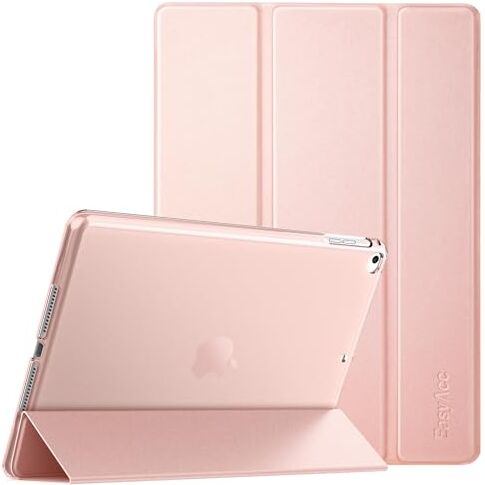 EasyAcc Cover Custodia Compatibile con iPad 9.7 2018 iPad 6 Gen /2017 iPad 5 Gen, iPad Air 1/2, Custodia Protettiva Tripla Ultra Sottile Leggera con Retro Smart Cover per iPad 9.7，rosa