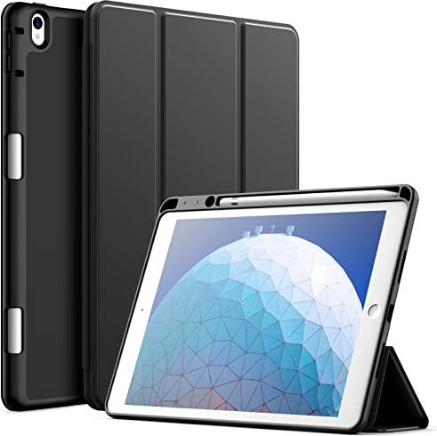 JETech Custodia per iPad Air 3 (10,5 Pollici 2019, 3 Generazione) e iPad Pro 10,5 con Portapenne, Cover Tablet Sottile con Retro in Morbido TPU con Auto Svegliati/Sonno (Nero)