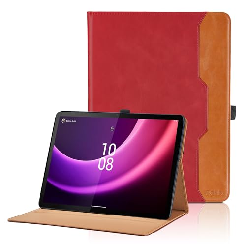 Oduio Custodia per Lenovo Tab P11 (2nd Gen) 11.5 Pollici TB350FU 2023 Business Premium Pelle PU Leather Multi-Viewing Angles Stand Folio Cover Protettiva con Auto Sveglia/Sonno,Tasca Rosso