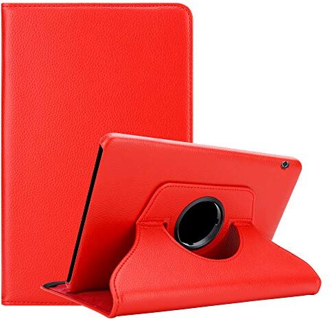 Cadorabo Custodia Tablet per Huawei MediaPad T5 10 (10.1" Zoll) in ROSSO PAPAVERO – Copertura Protettiva in Stile Libro SENZA Auto Wake Up con Funzione Stand e Cerniera Elastico