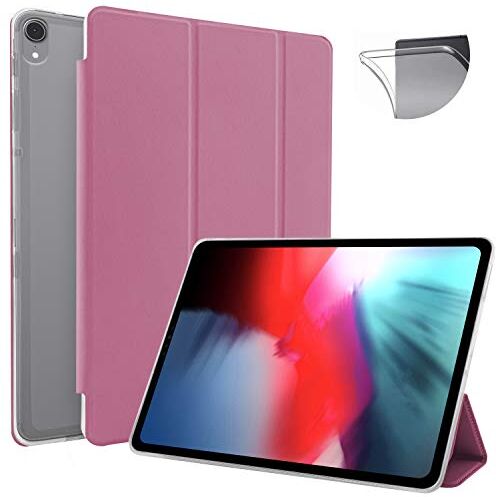 N NEWTOP Cover Compatibile per Apple iPad PRO 2018 da 12.9", Custodia Flip Smart Libro TPU Back Front Ultra Sottile Leggera Stand Supporto Funzione Wake/Sleep Simil Pelle (Fucsia)