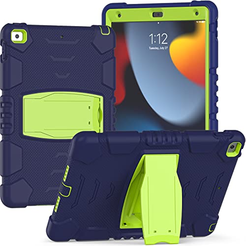 YEOU Custodia antiurto per iPad 10.2, custodia rigida a 3 strati, custodia protettiva per iPad 10.2 pollici 2019/2020, colore: blu navy verde