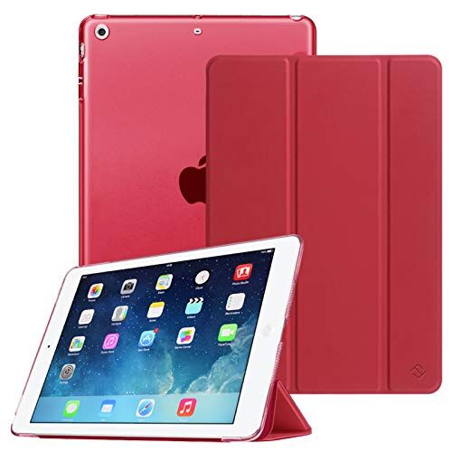 FINTIE Custodia per iPad Air 2 (Modello 2014) / iPad Air (Modello 2013) Ultra Sottile del Basamento Leggero Cover Case con Auto Svegliati/Sonno Funzione, Rosso