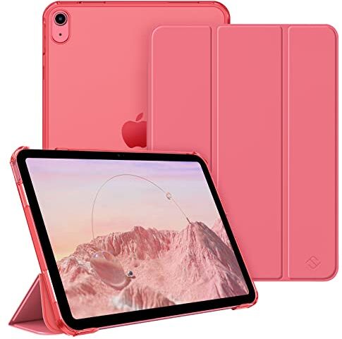 FINTIE Custodia per iPad 10ª Generazione 10.9" 2022 Sottile Leggero Semi-Trasparente Posteriore Cover Case con Auto Sveglia/Sonno, Rosa