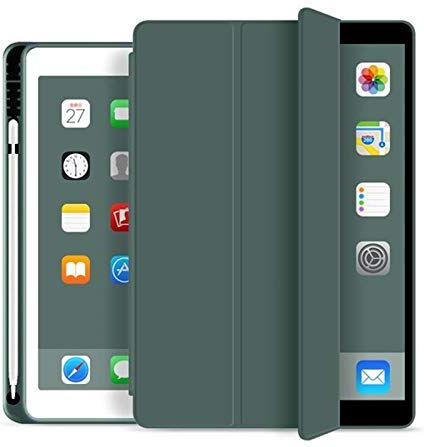 Huiran Custodia Smart Magnetica con portamatite per iPad PRO 11 12.9 2020 Mini5 PRO 11 10.5 12.9 2018 Air 10.5 2019 Flip Stand Cover-Verde Scuro   mini5