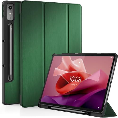 EasyAcc Custodia Cover Compatibile con Lenovo Tab P12 12.7 pollici 2023, Ultra Sottile Case con Funzione di Supporto, verde oliva